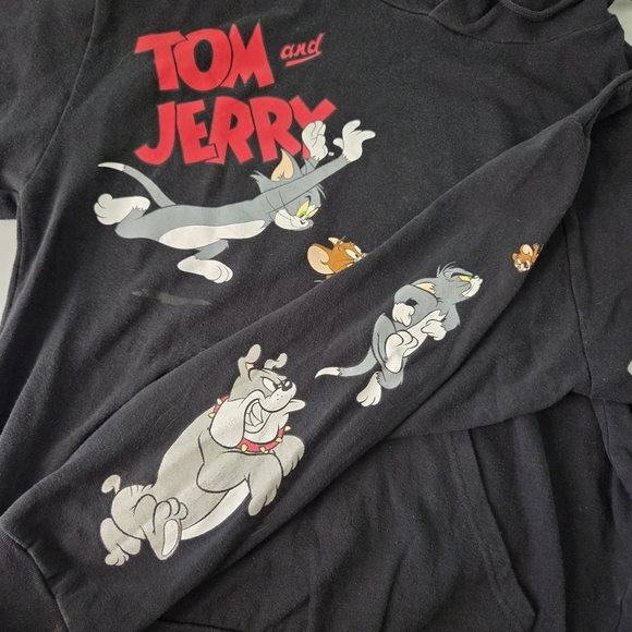 Cartoon Network Tom And Jerry Mens Graphic Black Pullover Hoodie - Picture 5 of 9